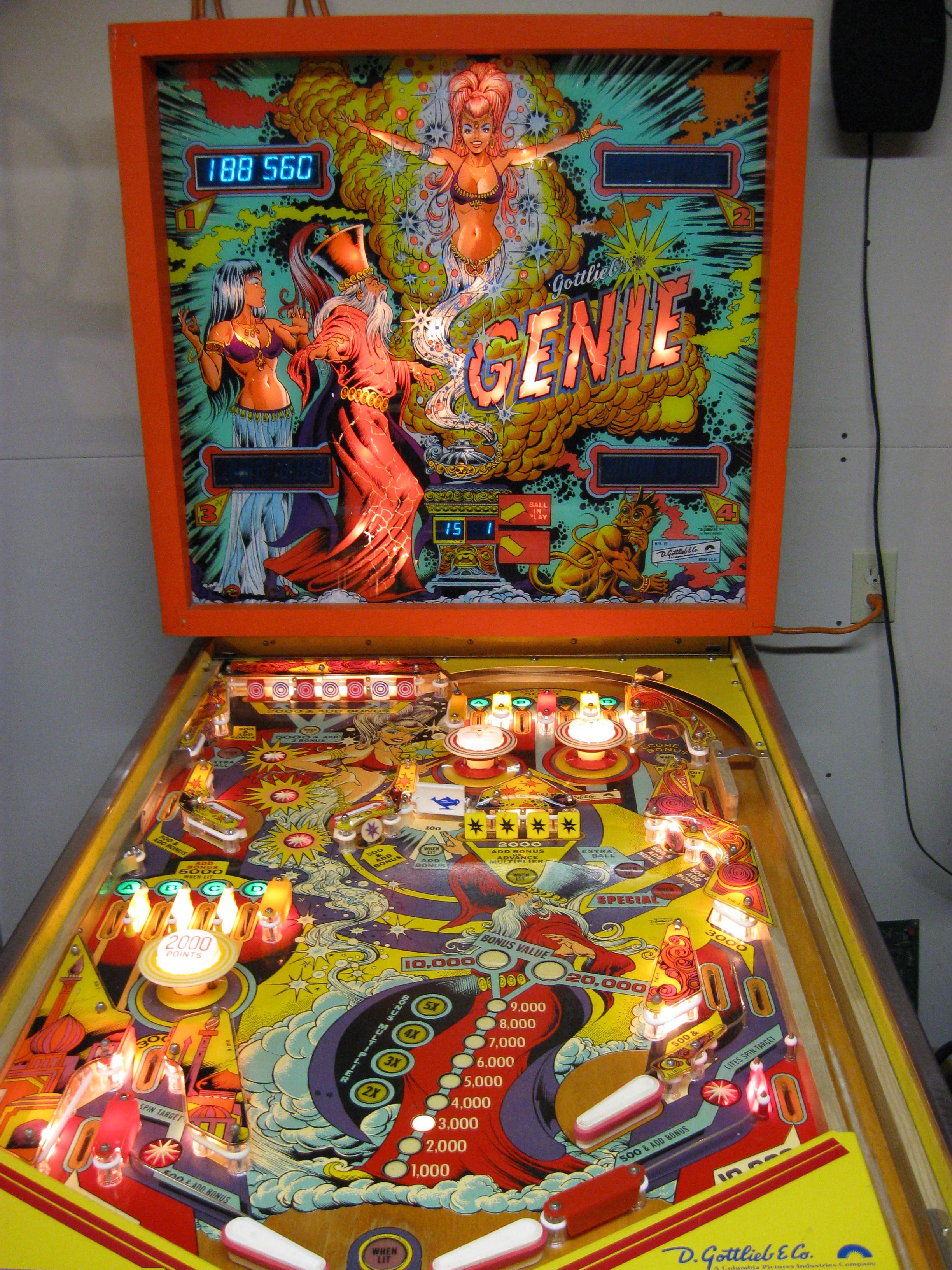 Genie pinball by Gottlieb 1979 - Click Image to Close